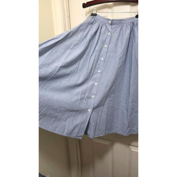 VTG Ralph Lauren Light Blue Button-Front Midi Skirt Women 6 A-Line Fit Lightweig - Picture 5 of 9